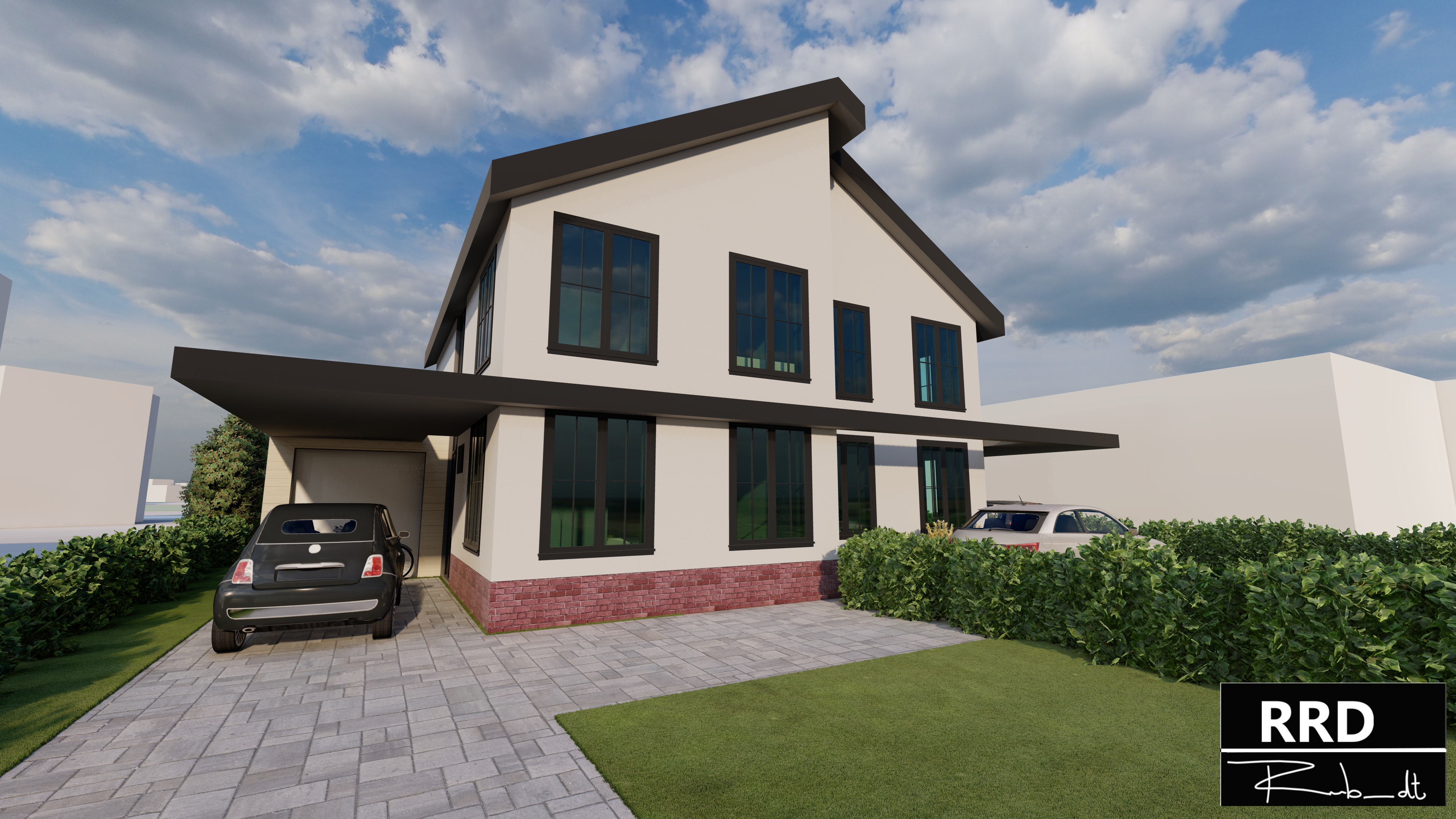 Render van twee onder een kap woning